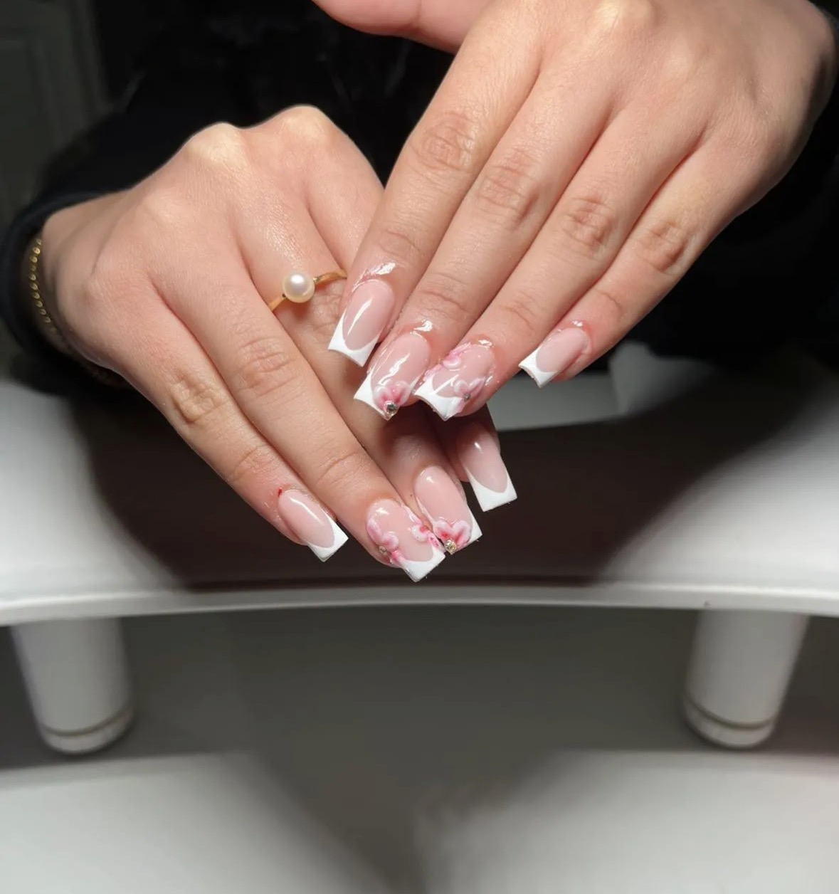 Pastel green and lilac chrome almond nails